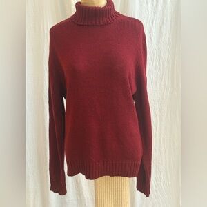 New Frontier Vintage Silk & Cashmere Burgundy Turtleneck Sweater